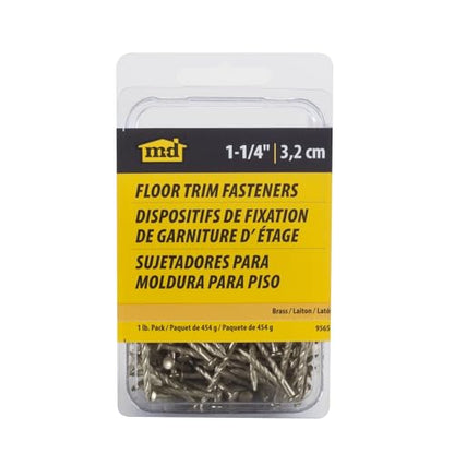 MD Building Floor Metal Screw Nails, Satin Brass, 1-1/4in, 1lb - size: 10 Packs of 1 lb. Packages