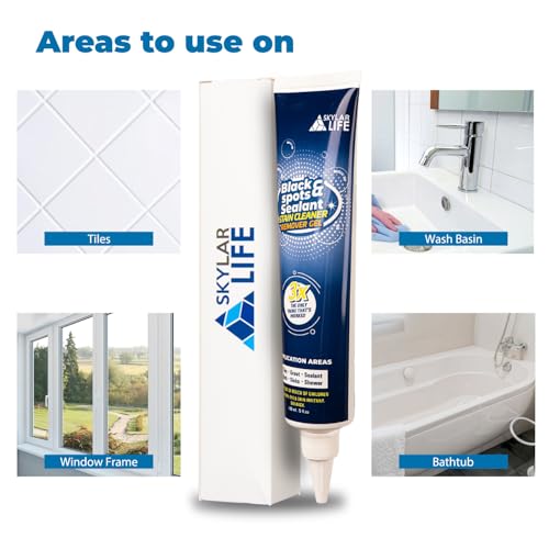 Skylarlife Home Tiles and Sealant, Rubber Stain Whitnener Gel Apply on Silicone Caulk for Bathroom, Kitchen, Joint Sealant, Rubber