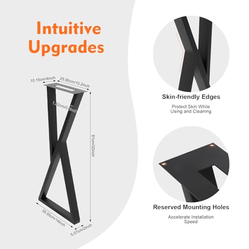 32 Inch Metal Table Legs Set of 2, 440 lbs Capacity Desk Legs - size: 32 Inch