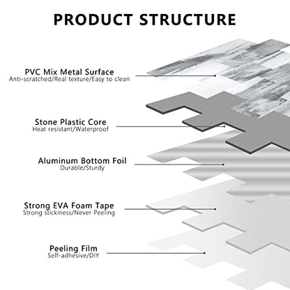 STICKGOO 10-Sheets Subway Tiles Peel and Stick Backspalsh, Gray - color: Gray