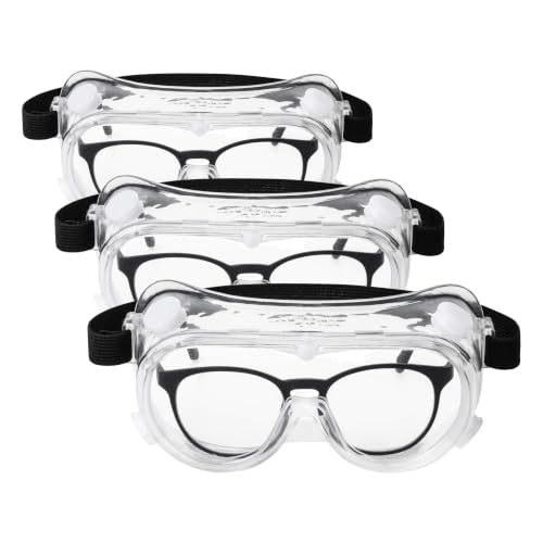 UNCO- Safety Goggles Over Glasses, Protective Goggles, Anti Fog, Work, Safety Glasses Over - color: Clear Adjustable, size: 3 Pack