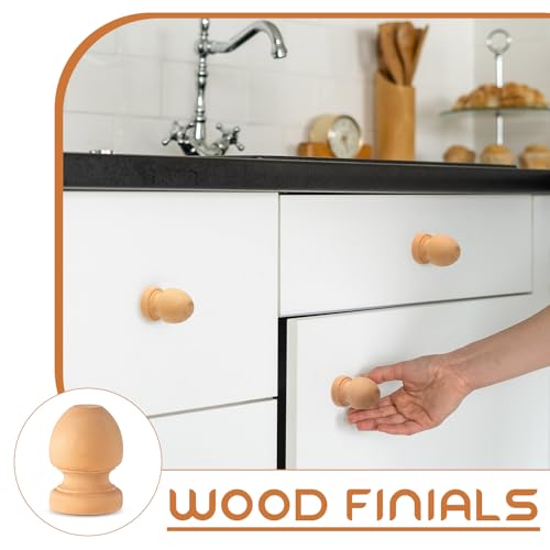 Pinkunn 30 Pcs Wood Drawer Knobs Finial Dowel Rod Unfinished, Acorn - style: Acorn