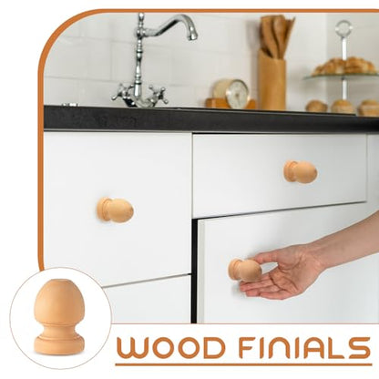 Pinkunn 30 Pcs Wood Drawer Knobs Finial Dowel Rod Unfinished, Acorn - style: Acorn