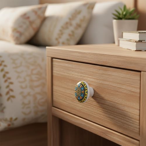 HUAMULAN Ceramic Knobs Boho Cabinet Pulls Drawer Door Handles 15 Pack - color: MZ936-2-15PCS
