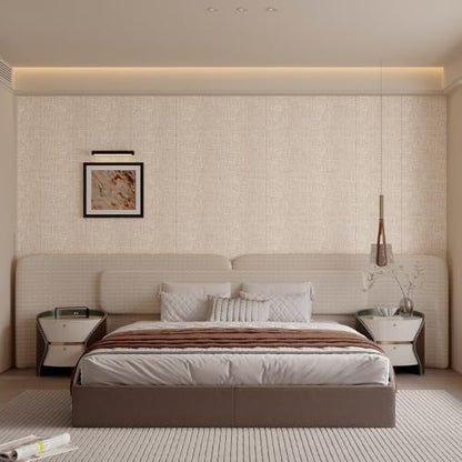 Yutianli 3D Wall Panel Peel and Stick Soundproof Foam Linen Wall Cloth Yellow 16.7"x118" Self-Adhesive Decorative Wallpaper Anti-Collision Wall Padding - color: Yellow