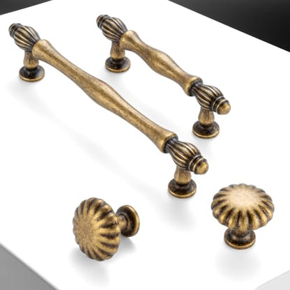 Antique Brass Cabinet Knobs Round Cabinet Pulls 10 Pack 2510 - color: Antique Brass, size: Single Hole