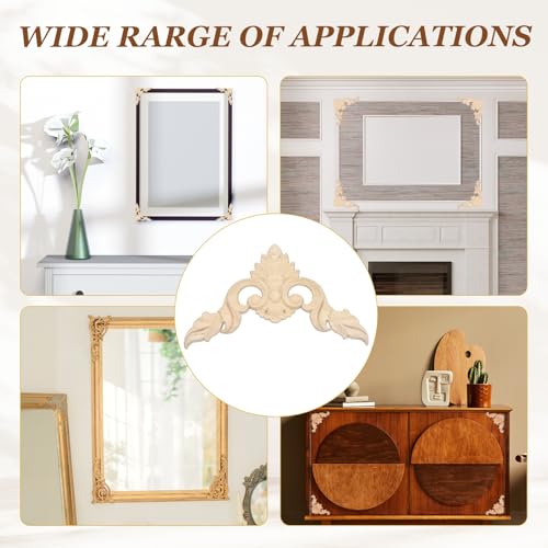 MECCANIXITY 4Pcs Corner Wood Appliques 3.2x3.2 Decorative Wood Small Leaf - size: 3.2 x 3.2 Inch