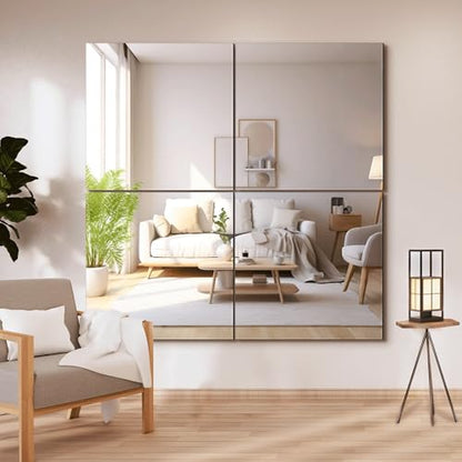 Delma Frameless Mirror Tiles 22"x22"x4 Pcs Wall Mounted - size: 22''x22''-4PCS