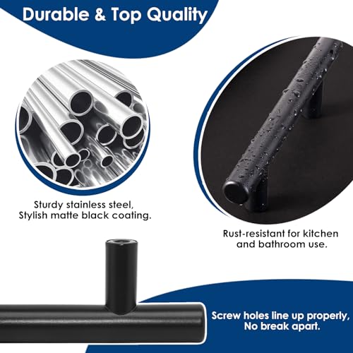 HBL' 30 Pack | 3 Inch Center to Center Matte Black Cabinet Pulls Kitchen Cabinet Handles,Made of Stainless Steel,Ideal for Cabinet,Drawer,Cupboard and Wardrobe. - color: Black, size: 5-Inch Length (3-Inch Hole Center)