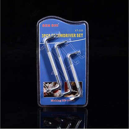SITAKE 3pcs Offset Screwdriver Set, Head Screwdriver Set with Magnetic, Z-type Screw Drive with Philips and Flathead
