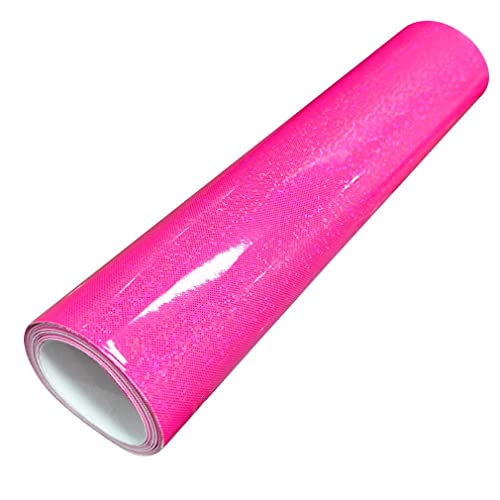 HYANG Holographic Mirror Fine Laser Flash Crystal Pink PU Faux Leather 1 Roll 12"X53"(30cmX135cm), Faux Leather Very Suitable for Leather Earrings, Bows, Handbag ，Sewing ，Crafts Making - color: Pink