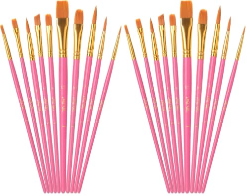 Mr. Pen- Acrylic Paint Brushes Set, 20 Pack, Round & Pointed Tip - color: Berry Bloom, size: 10 Pcs (Pack of 2)