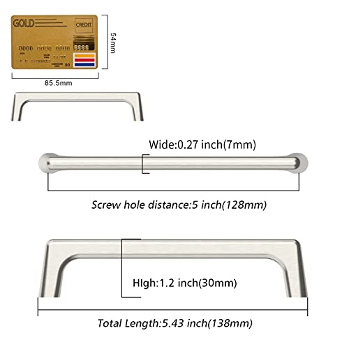 Amerdeco 10 Pack Brushed Satin Nickel Cabinet Pulls 5" - color: Brushed Satin Nickel, size: 5" hole center