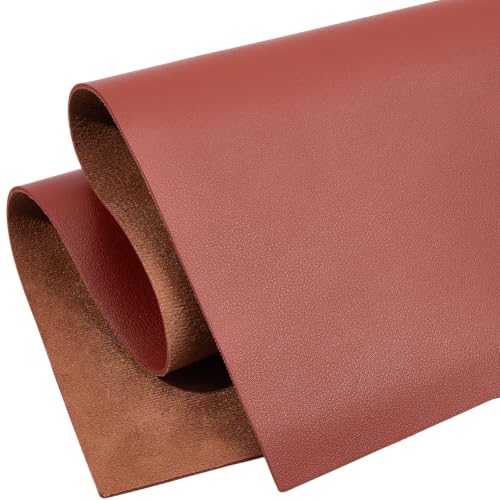 23.6 x 13 Inch Tooling Leather Square 1.5mm Solid Color Litchi PU Leather Sheet Roll Synthetic Flawless Pieces Leatherette Sheet Fabric for DIY Earrings Bows Crafts Making(Red Brown) - color: Red Brown