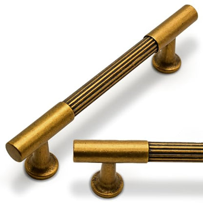 10 Pack Antique Brass Cabinet Pulls 4 Inch(102mm) Kitchen Cabinet Handles Cabinet Hardware for Drawer Pulls - color: Antique Brass, size: 4" Hole Center