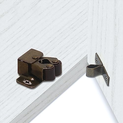 10 Pcs Cabinet Latches Cabinet Door Latch Double Roller Catch Heavy Duty Latch Hardware with Screws for Cabinet Kitchen Closet Doors (Black Nickel)