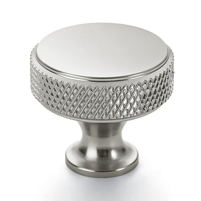 10 Pack Brushed Nickel Knurled Cabinet Knobs Round Drawer Pulls - color: Brushed Satin Nickel