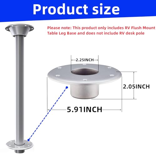 013-1112 RV Table Base, Aluminum Flush Mount Pedestal for RV,Boat,Pontoon - color: Silvery