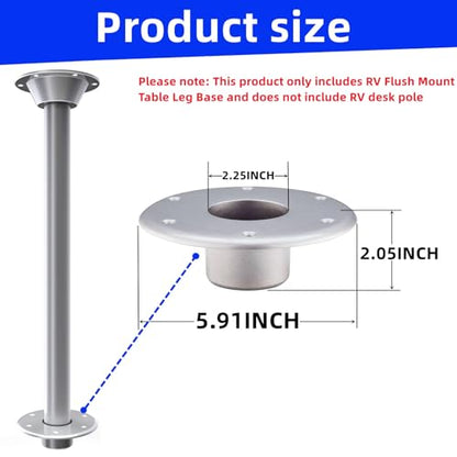 013-1112 RV Table Base, Aluminum Flush Mount Pedestal for RV,Boat,Pontoon - color: Silvery