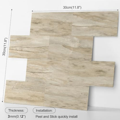 10 Sheets Warm Beige PVC Subway Tiles Peel and Stick Backsplash,11.8''x11.8'' Heat Resistant Stick on Tiles for Kitchen,Waterproof Peel and Stick Wall Tiles for Bathrrom - color: Warm Beige Stone