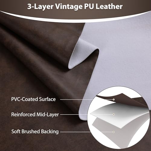 Faux Leather 1.3mm Upholstery Fabric by the Yard 55x36 Inch Yellow Coffee - color: Yellow Coffee, size: Pre Cut 1 Yard