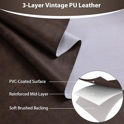Faux Leather 1.3mm Upholstery Fabric by the Yard 55x36 Inch Yellow Coffee - color: Yellow Coffee, size: Pre Cut 1 Yard