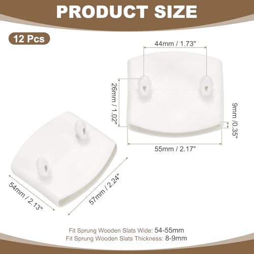 uxcell 12Pcs 55mmx9mm Plastic Bed Slat Center Caps Bed Slat Cover White - color: White, size: 55mm x 9mm