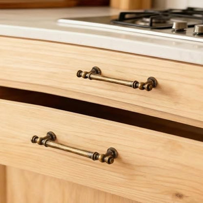 Liron Hardware 10 Pack Antique Brass 5 Inch Vintage Kitchen Cabinet Handles - size: 5 Inches (128mm) Hole Center