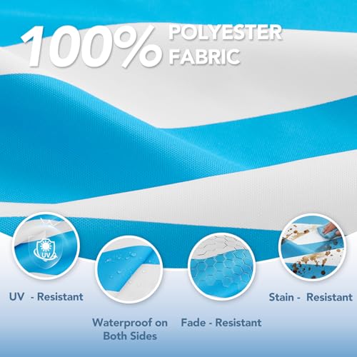 L'AGRATY Chaise Lounge Chair Waterproof Cushion Set of 2 Outdoor for Pool - color: Blue White