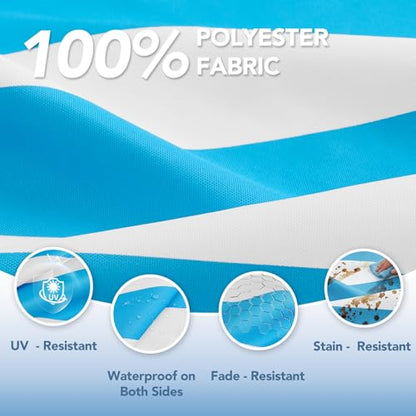 L'AGRATY Chaise Lounge Chair Waterproof Cushion Set of 2 Outdoor for Pool - color: Blue White