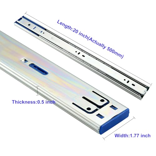 20 Inch 10 Pairs Soft Close Drawer Slides Full Extension - size: 20 Inch