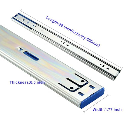 20 Inch 10 Pairs Soft Close Drawer Slides Full Extension - size: 20 Inch