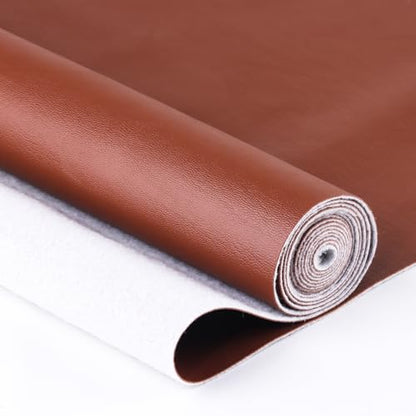 Faux Leather Sheet Fine Texture Surface One Yard Leather Fabric for DIY Crafting Thick Durable Synthetic Repholstery PU Leather Vinyl 36"x54" Upholstery Fabric Y-226 (Brown, Cut by one Yard) - color: Brown