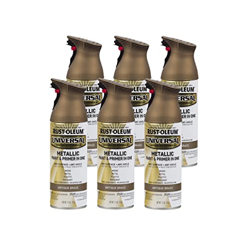 Rust-Oleum Universal All Surface Metallic Spray Paint, Antique Brass - color: Antique Brass, size: 11 Ounce (Pack of 6)