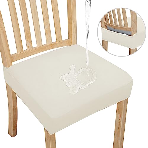 Easy-Going Waterproof Seat Covers for Dining Chairs Set of 2, Ivory - color: Ivory, size: 2 Pack