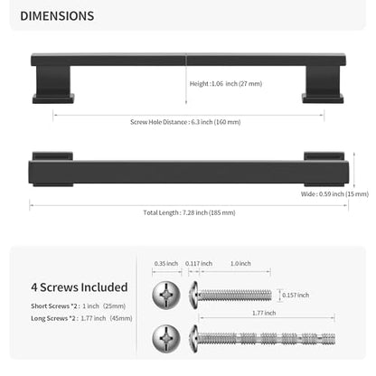 Lardmon 10 Pack 6.3 Inch(160mm) Hole Center Gunmetal Gray Kitchen Cabinet Handles Modern Cabinet Pulls Kitchen Cabinet Hardware Solid Drawer Pulls Handles for Dresser, Total Length 7.28 Inch - color: Gray, size: 6.3 Inch Hole Center