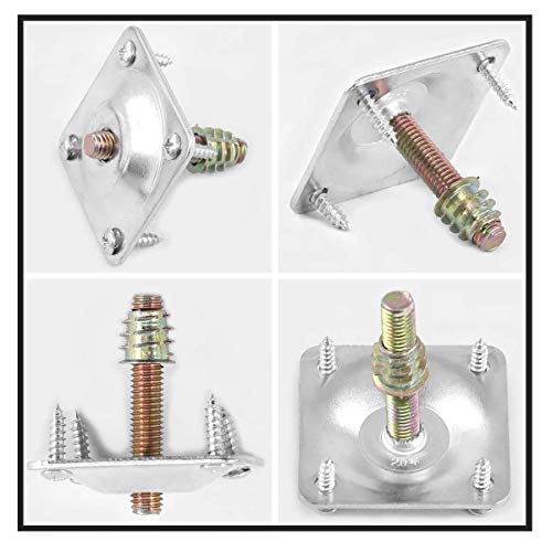 4Pcs Silver Furniture Leg Mounting Plates Kit, M8 Bolts & Adapters - color: Silver