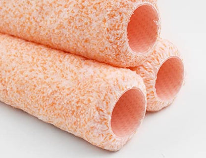 ROLLINGDOG 9 Inch Paint Roller Covers Microfiber Roller Sleeve - color: Orange Microfiber 3/8" Nap