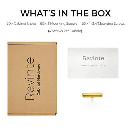 Ravinte Gold Cabinet Pulls, Stainless Steel, 2 Inch, 30 Pack - color: Brushed Brass