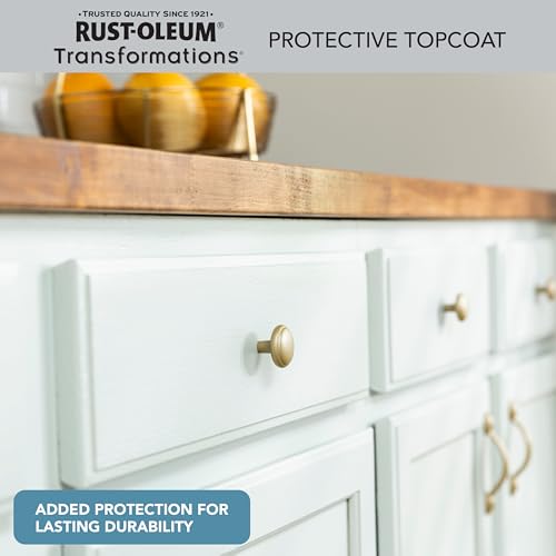 Rust-Oleum Transformations Protective Topcoat | Scratch & Stain Resistant Finish | Crystal Clear & Odorless | Ideal for Cabinets & Trim | Semi-Gloss | Quart