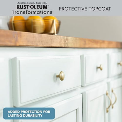 Rust-Oleum Transformations Protective Topcoat | Scratch & Stain Resistant Finish | Crystal Clear & Odorless | Ideal for Cabinets & Trim | Semi-Gloss | Quart