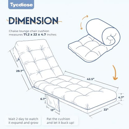 Outdoor Lounge Chair Cushion, Waterproof Replacement Chaise Lounge Cushions for Outdoor Furniture Thickened 71 x 22 x 4.7 Inch Non-Slip Patio Pool Lounge Chair Cushions with Ties, Royal Blue - color: Royal Blue