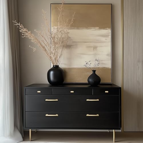 VEHCIL 20 Pack Square Brushed Gold Cabinet Pulls, 5 Inch(128mm) Hole Centers Gold Cabinet Handles Hardware for Kitchen Cupboard Closet Bathroom Dresser Drawer, Solid Zinc Alloy - color: Brushed Gold, size: 5 Inch Hole Centers Pull