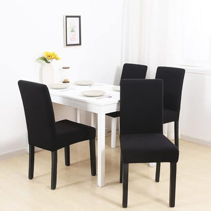 Stretch Chair Covers Slipcovers Set of 6 Black Stretchable Dining Chair Slipcover Washable Removable for Kitchen,Hotel,Restaurant - color: Black, size: 6