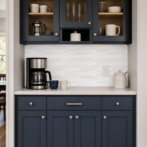 StyloVue 100 Pieces Peel and Stick Backsplash for Kitchen, 3" x 6" PVC Subway Tile 2026 Upgraded Dolomite Mist Backsplash Stick on Tile Elevate Kitchen Fireplace RV - color: Dolomite Mist