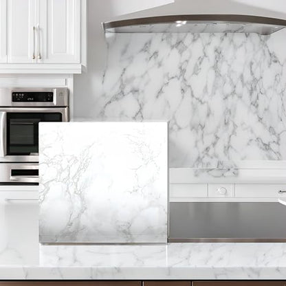 EZ FAUX DECOR Premium 36” x 72” Kitchen Countertop Vinyl Laminate Cover Waterproof Self Adhesive Durable White Marble Contact Paper for Countertops Peel and Stick Backsplash (6ft) - size: 36" x 72"