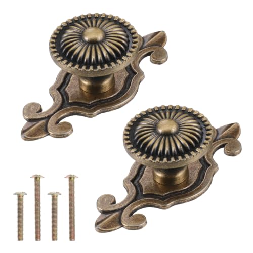2 Pack Drawer Knobs Vintage, Antique Brass Cabinet Knobs and Pulls