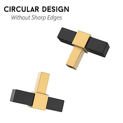 Goldenwarm 10 Pack Cabinet Knobs Black and Gold Kitchen Cabinet Knobs Round Drawer Pulls for Bathroom Kitchen Bedroom, Zinc Alloy - size: Single Hole Center