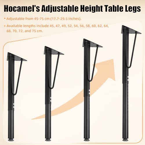 Adjustable Table Legs 18-30 inch (45-75cm), Metal Desk Legs Ø45/50 mm