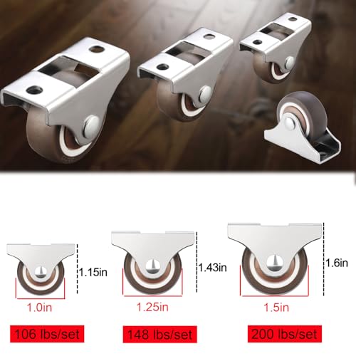 1.5" Small‑Size Fixed Caster Wheels, Low‑Profile Rigid Plate Casters,8‑Pack - style: 1.5 Inch Wheel